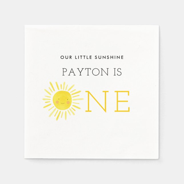 Our Little Sunshine First Birthday Party Napkin (Front)
