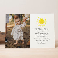 Our Little Sunshine First Birthday Photo Thank You