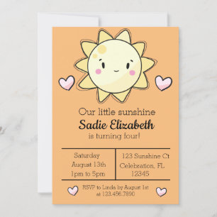 Our Little Sunshine Girl Orange Birthday Invitation