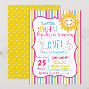 Our Little Sunshine Girls Birthday Party Invite