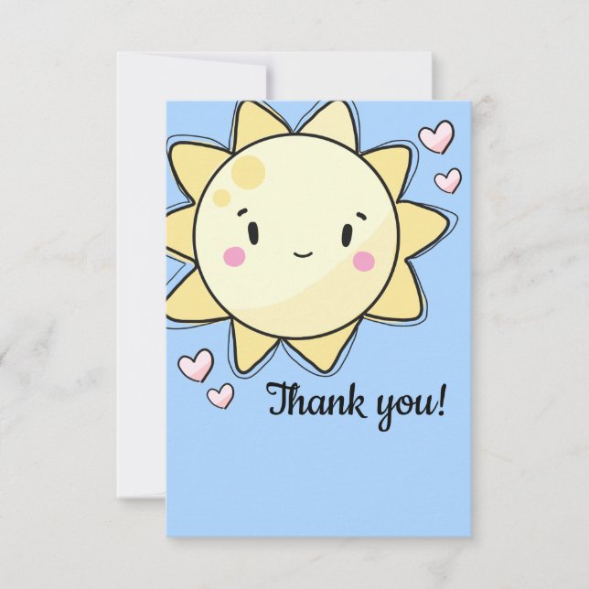 Our Little Sunshine Girls Blue Sky Thank You Card (Front)
