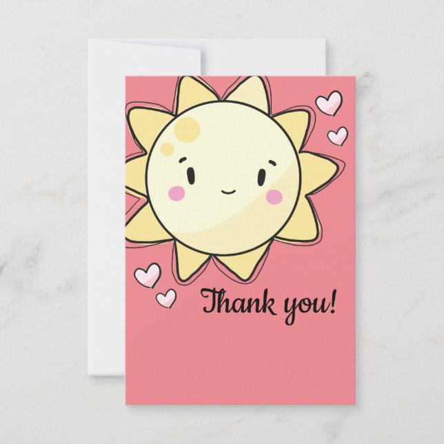 Our Little Sunshine Girls Pink  Thank You Card (Front)