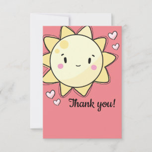 Our Little Sunshine Girls Pink  Thank You Card