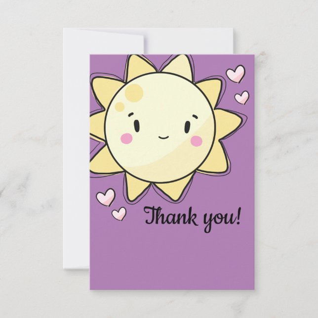 Our Little Sunshine Girls Purple  Thank You Card (Front)