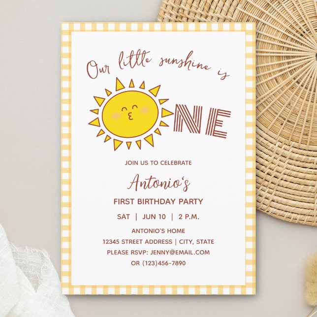 Our Little Sunshine is One Kids Birthday Photo Invitation (Creator Uploaded)