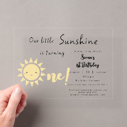 Our Little Sunshine is Turning One Cute Birthday Acrylic Invitations