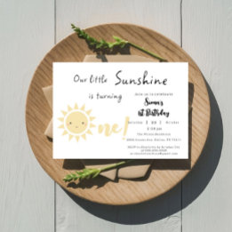 Our Little Sunshine is Turning One Cute Birthday Invitation