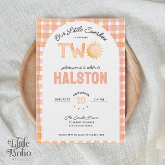 Our Little Sunshine is Two | Boho Birthday Invite