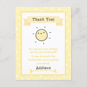 Our Little Sunshine Kids Birthday Thank You Postcard