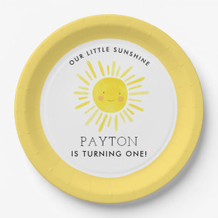 Our Little Sunshine Party Girl 1st Birthday Paper  Paper Plate