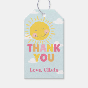 Our Little Sunshine Pink Birthday Party Any Age Gift Tags