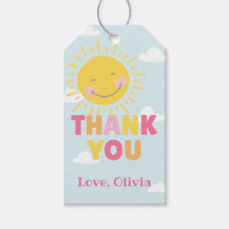 Our Little Sunshine Pink Birthday Party Any Age Gift Tags