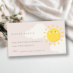 Our Little Sunshine Pink Diaper Raffle Baby Shower Enclosure Card