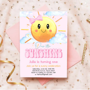 Our Little Sunshine Pink Girly Girl Birthday Party Invitation