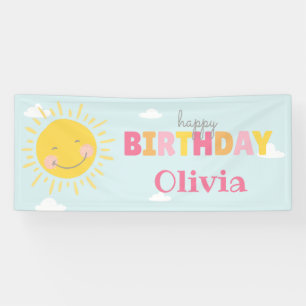 Our Little Sunshine Pink Happy Birthday Any Age Banner
