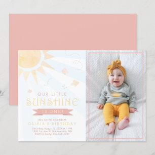 Our Little Sunshine Watercolor Butterfly Birthday Invitation