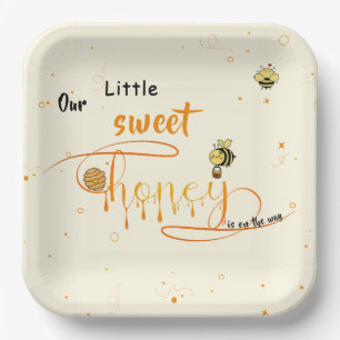 Our Little Sweet Honey Is On The Way Baby Shower Paper Plate