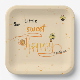 Our Little Sweet Honey Is On The Way Baby Shower Paper Plate