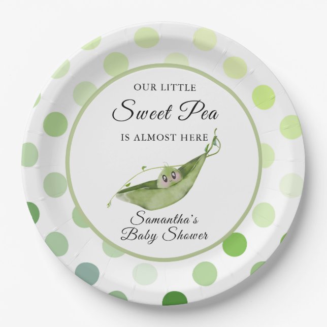 Our Little Sweet Pea Is Almost Here Shower  Paper Plate (Front)