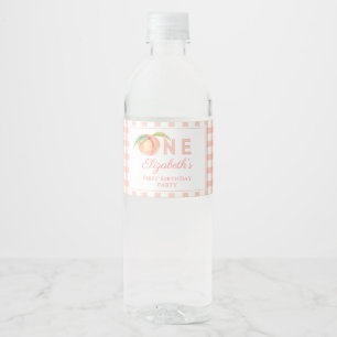 Our Little Sweet Peach is One Baby First Birthday Water Bottle Label