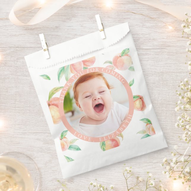 Our Little Sweet Peach is One Girl First Birthday Favour Bags (Clipped)