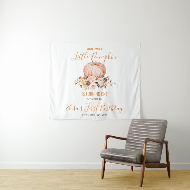 Our Little Sweet Pumpkin 1st Birthday Welcome Tapestry (In Situ (Horizontal))