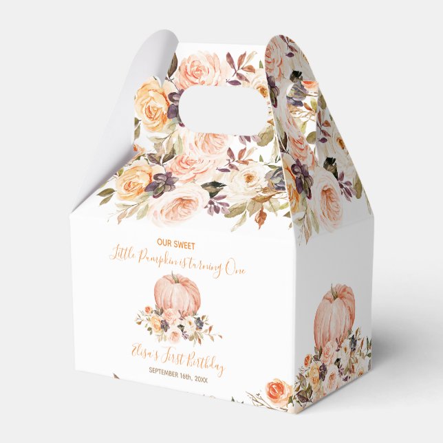Our Little Sweet Pumpkin Birthday Rustic Floral Favour Box (Back Side)