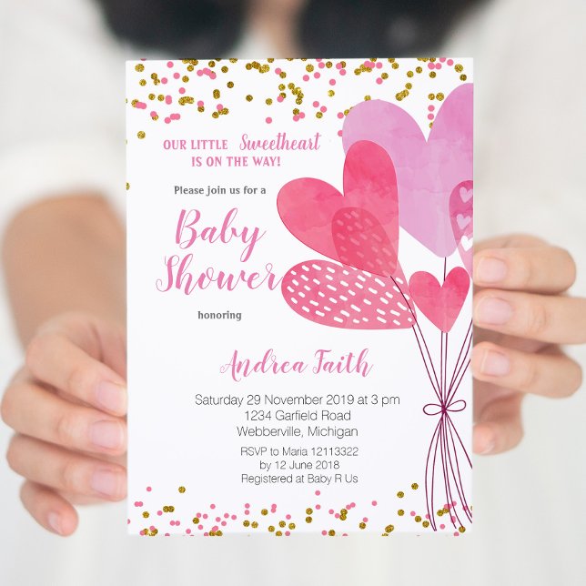 Our little sweetheart baby shower invitation (Creator Uploaded)