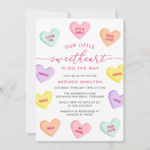 Our Little Sweetheart Candy Hearts Baby Shower Invitation