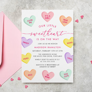 Our Little Sweetheart Candy Hearts Baby Shower Invitation