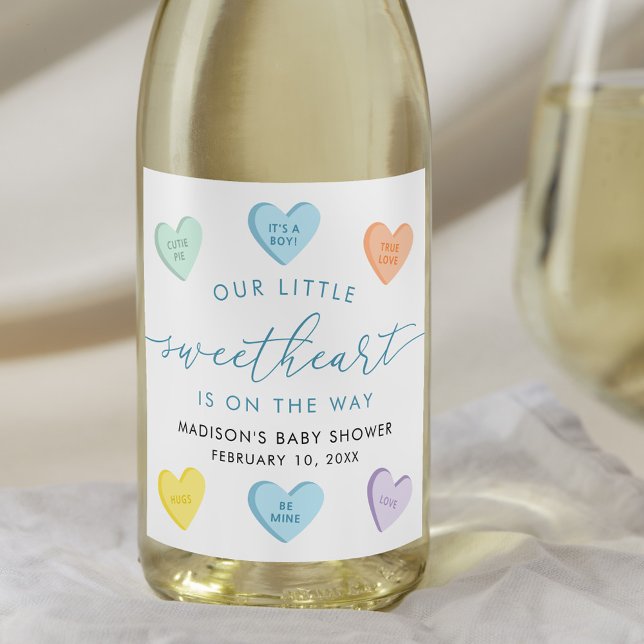Our Little Sweetheart Candy Hearts Baby Shower Wine Label (Creator Uploaded)