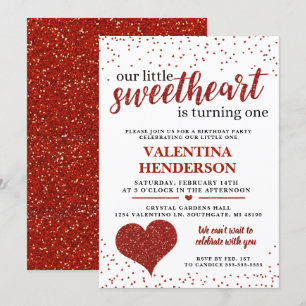 Our little sweetheart first birthday invitation