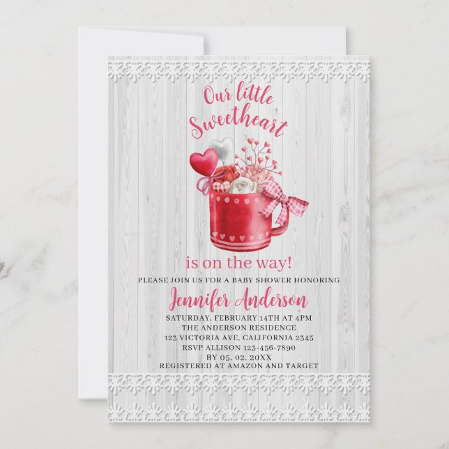 Our little sweetheart is on the way baby shower in invitation (Front)