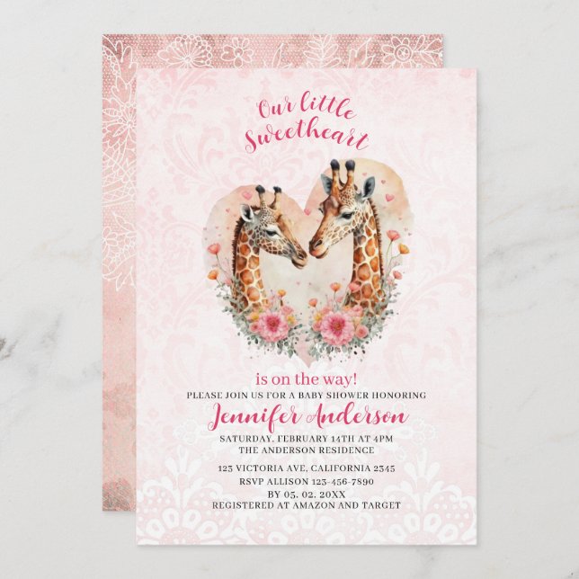 Our little sweetheart is on the way baby shower in invitation (Front/Back)