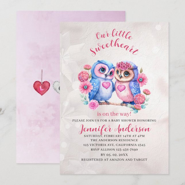 Our little sweetheart is on the way baby shower invitation (Front/Back)