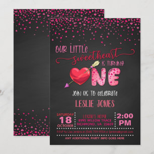 Our Little Sweetheart is Turning ONE Invitation B