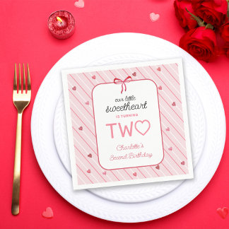 Our Little Sweetheart Is Two Hearts Birthday Napkin
