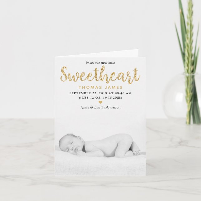 Our Little Sweetheart Photo Birth Announcement (Front)