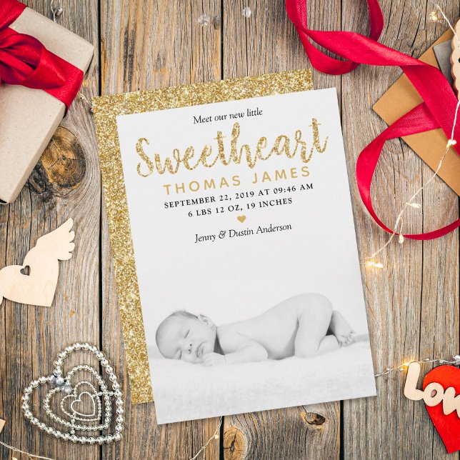 Our Little Sweetheart Photo Birth Announcement (Creator Uploaded)
