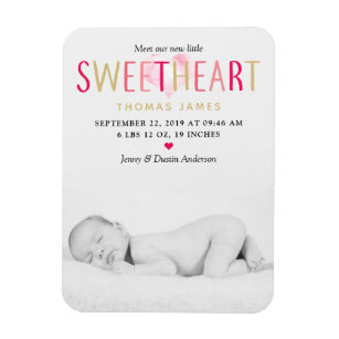 Our Little Sweetheart Photo Birth Announcement Magnet
