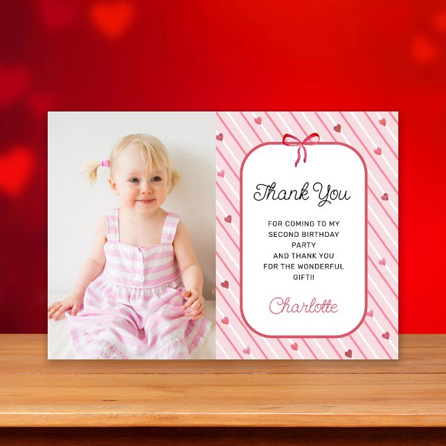 Our Little Sweetheart Photo Birthday Thank You Card (Creator Uploaded)