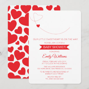 Our Little Sweetheart Red Hearts Baby Shower Card