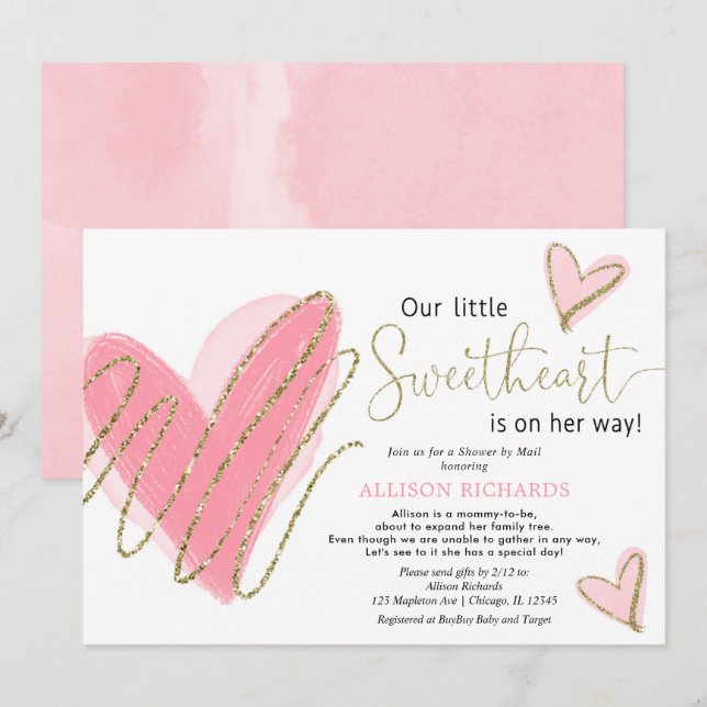 Our Little Sweetheart Shower by Mail baby shower Invitation (Front/Back)