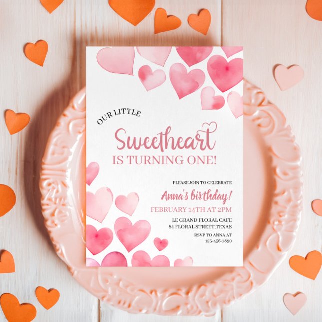 Our Little Sweetheart Turning One Birthday Invitation (Creator Uploaded)