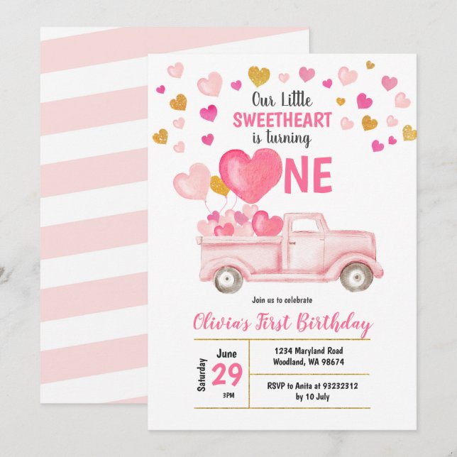 Our Little Sweetheart Valentine Birthday Invitation (Front/Back)