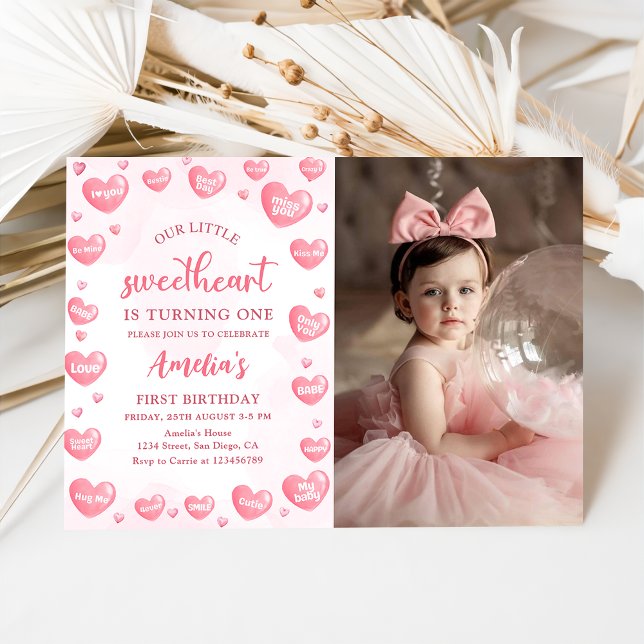 Our Little Sweetheart Valentine Birthday Photo     Invitation (Creator Uploaded)