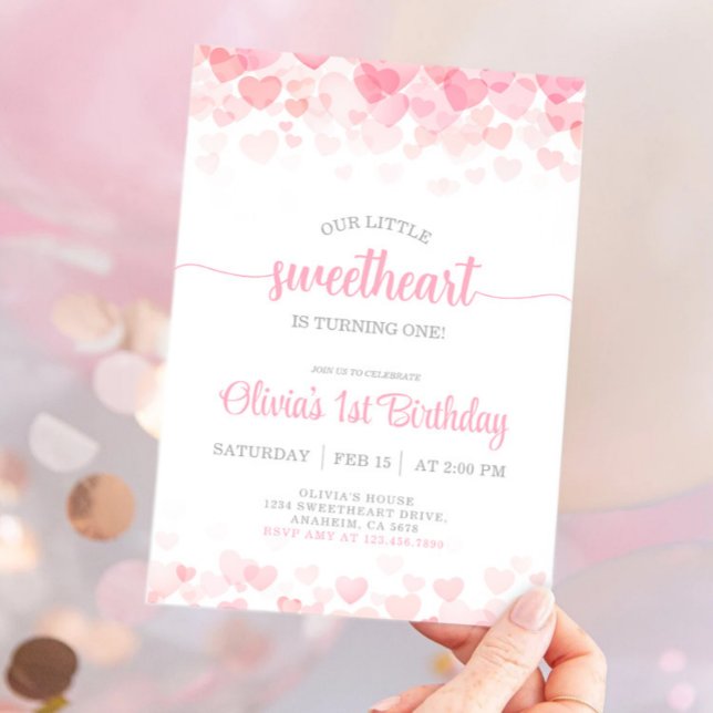 Our Little sweetheart Valentine's First Birthday  Invitation (Creator Uploaded)