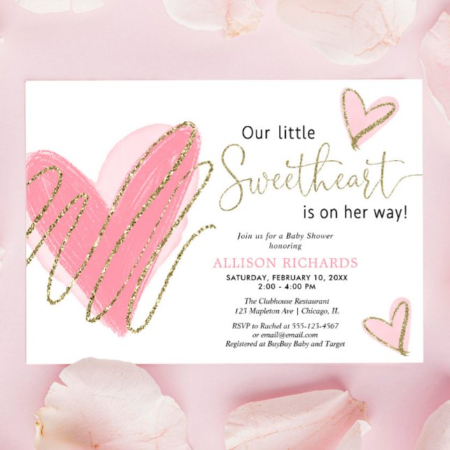 Our Little Sweetheart Valentines girl baby shower Invitation (Creator Uploaded)