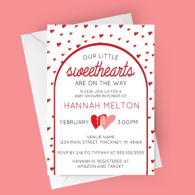 Our Little Sweethearts Valentine's Day Baby Shower Invitation (Our Little Sweethearts Valentines Day Baby Shower Invitation for Twins)
