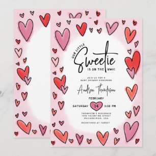Our Little Sweetie Valentine Hearts Baby Shower Invitation
